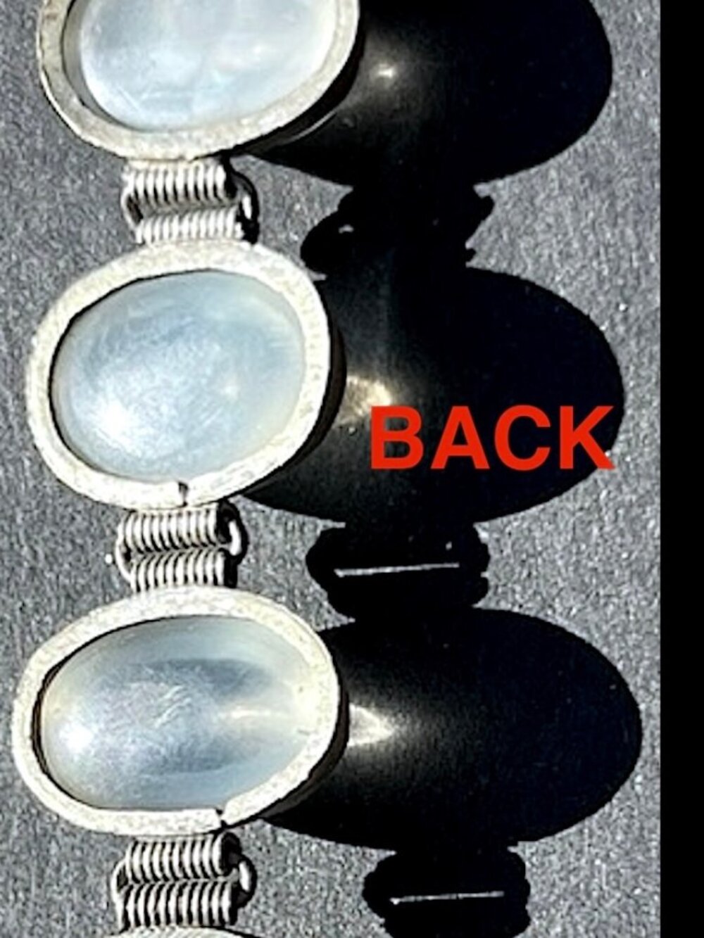 Vintage Silver Tone Moonstone Opalite Cabochon Bracelet 7 7/16" L - Picture 7 of 16
